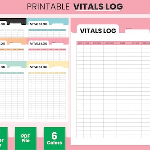Printable Daily Vitals Tracker, Health Monitoring Planner, Blood Pressure Log, Body Temperature Chart, A4 Pulse Medical Emergency Notes