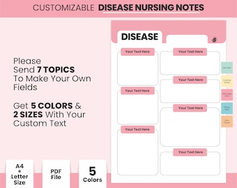 Personalizable Disease Nursing Notes Printable Template, Instant Download Medical Nurse Record Log, Custom Rare Disease Digital Template