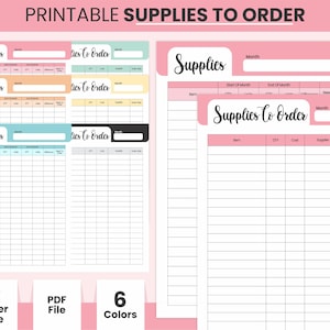 Printable Craft Business Supply Order Form & Inventory Management Template Digital Purchase Orders, Tumbler Order Form, Supply Tracking
