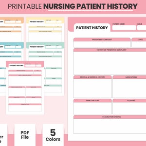 Printable Medical Nursing Patient History Page Pdf Downloadable Nursing School Student Organizer Sheet, Revision Sheets, A4 Medical History