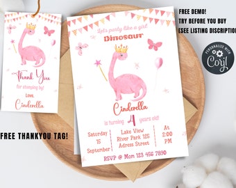 Editable Dinosaur Birthday Invitation Template, Dinosaur Party Invitation, Dino Birthday Invite, Corjl Jurassic 1st Birthday 2nd 4th 5th