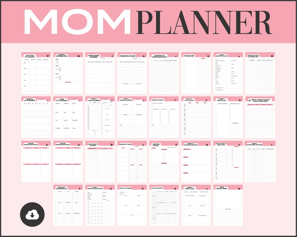 Printable Ultimate Busy Mom Planner Daily Household Planner Etsy
