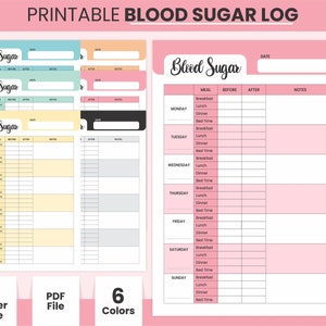 Printable Blood Sugar Tracker & Journal, A4 und Letter Size Diabetes Management Planer, Digitales TraubenzuckerBuch, Medikamente Tracking Sheet
