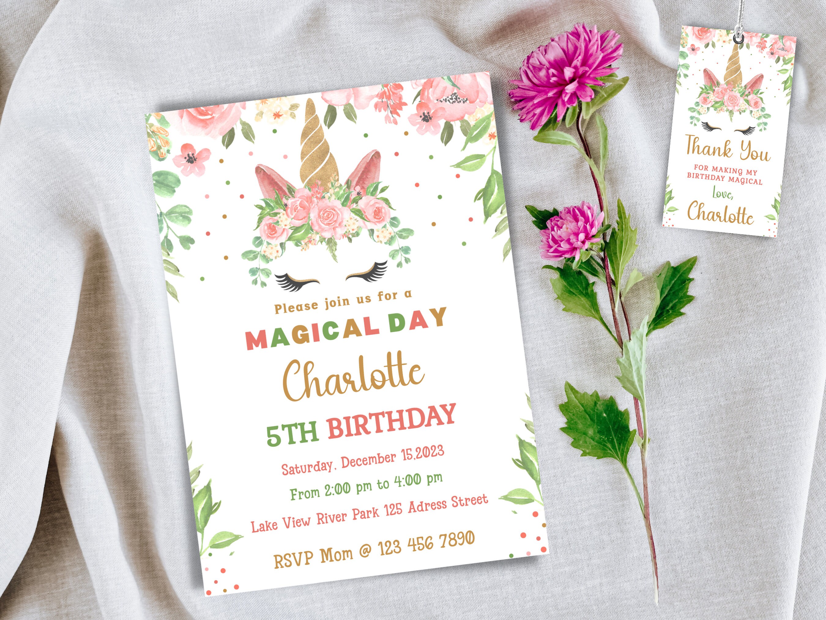 Printable Unicorn Birthday Invitation, Editable Unicorn Birthday Party ...