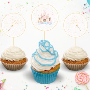 Princesa cumpleaños Cupcake Topper, invitación de cumpleaños de la princesa, fiesta de la princesa, fiesta de cumpleaños, cumpleaños de la niña, descarga instantánea, pr04