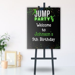 Welcome Sign Trampoline Park Birthday Invitation, Trampoline Party, Jump Birthday Party Invitation, Jumping Party, Editable