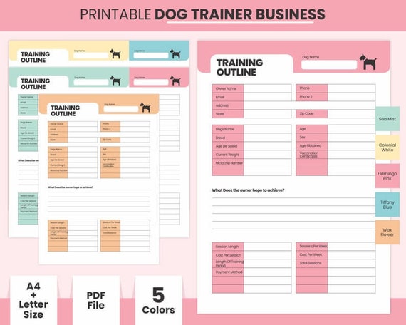 Printable Dog Training Outline Digital PDF Sheet Template - Etsy
