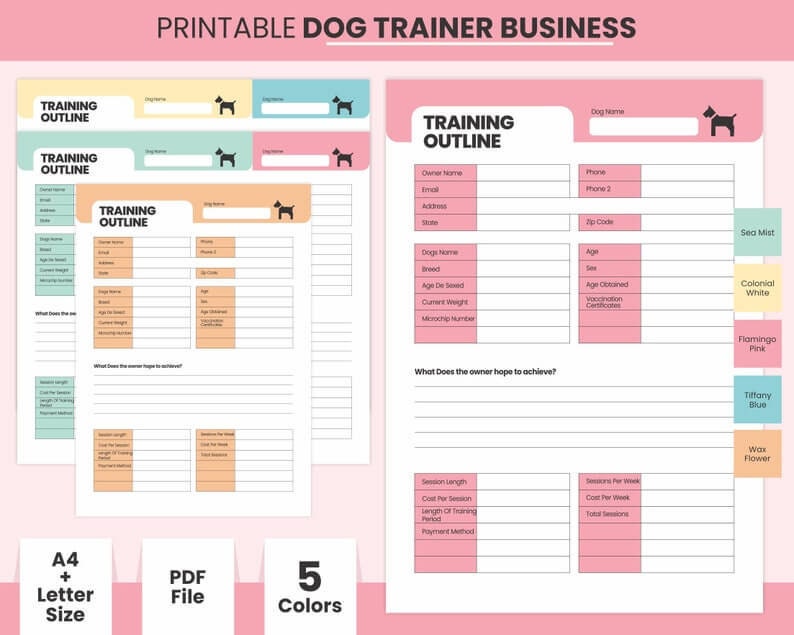 Printable Dog Training Outline Digital PDF Sheet Template Ready to Printable Dog Training Outline Digital PDF Sheet Template Ready to