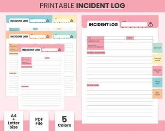 Printable Incident Report Tracking Sheet, Digital Reporting Planner Insert, PDF Incident Report Form Template, Accident Information From