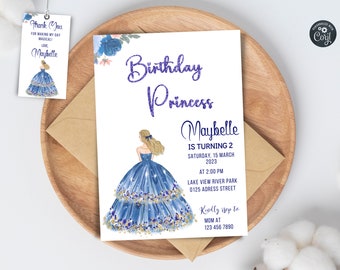 Princess Invitation, Princess Birthday Invitation, Princess Party, Princess Invite, Birthday Party, Girl Birthday, Instant Download,Editable