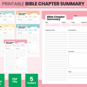 Printable Bible Chapter Summary, A4 Bible Chapter Study Notes, Bible Reading Log, Faith Based Journal, Letter Bible Study PDF Church Tracker