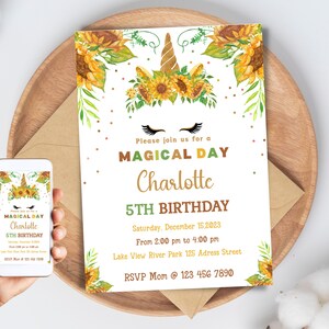 Printable Unicorn Birthday Invitation, Editable Unicorn Birthday Party Invite, Unicorn Rainbow Invites, Magical Invitation, Instant Download