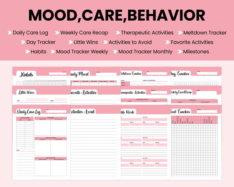 Printable Autism Planner Autism Carer Binder Autistic Child Planner Ads ...