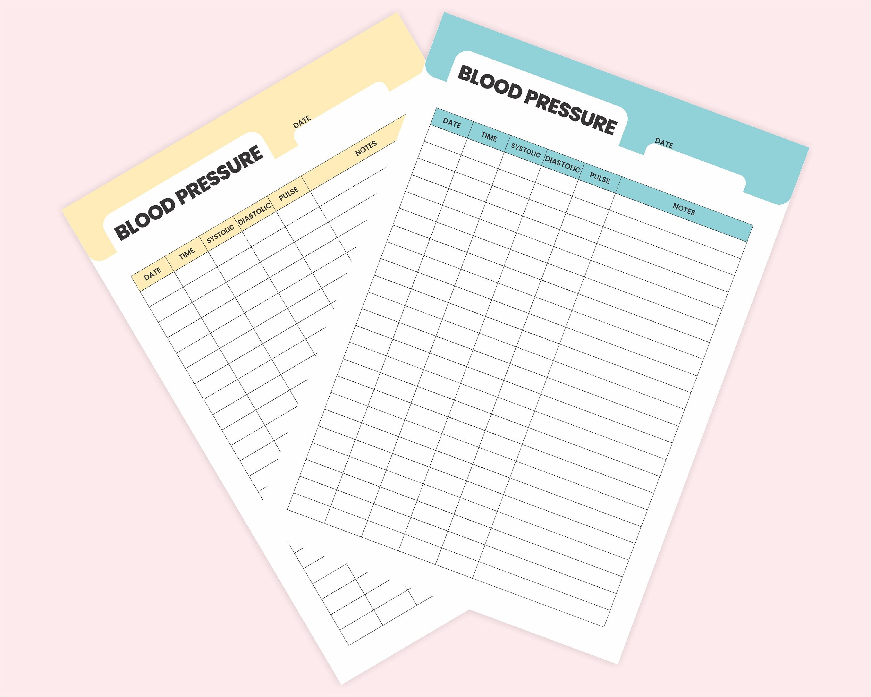 Printable Blood Pressure Log, High BP Tracker, Hypotension Tracking ...