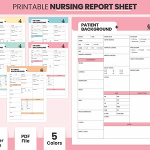 Printable Nursing Report Sheet, A4 and Letter Size ICU Nurses Resources Nursing Brain Sheet, Single Patient Reporting PDF Med Surg Template