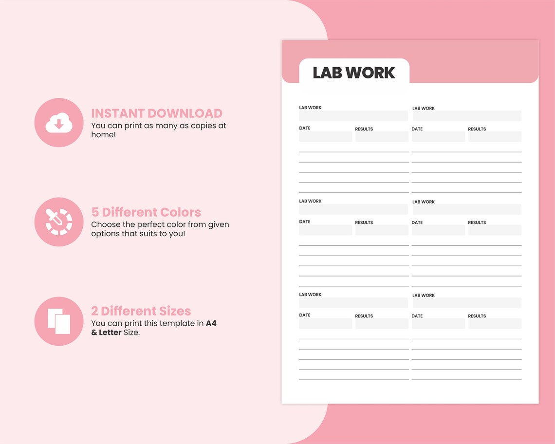 Printable Lab Work Planner Laboratory Tracker Medical Test - Etsy
