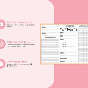 Printable Daily Dog Records Book, Digital Dog Information Tracking ...