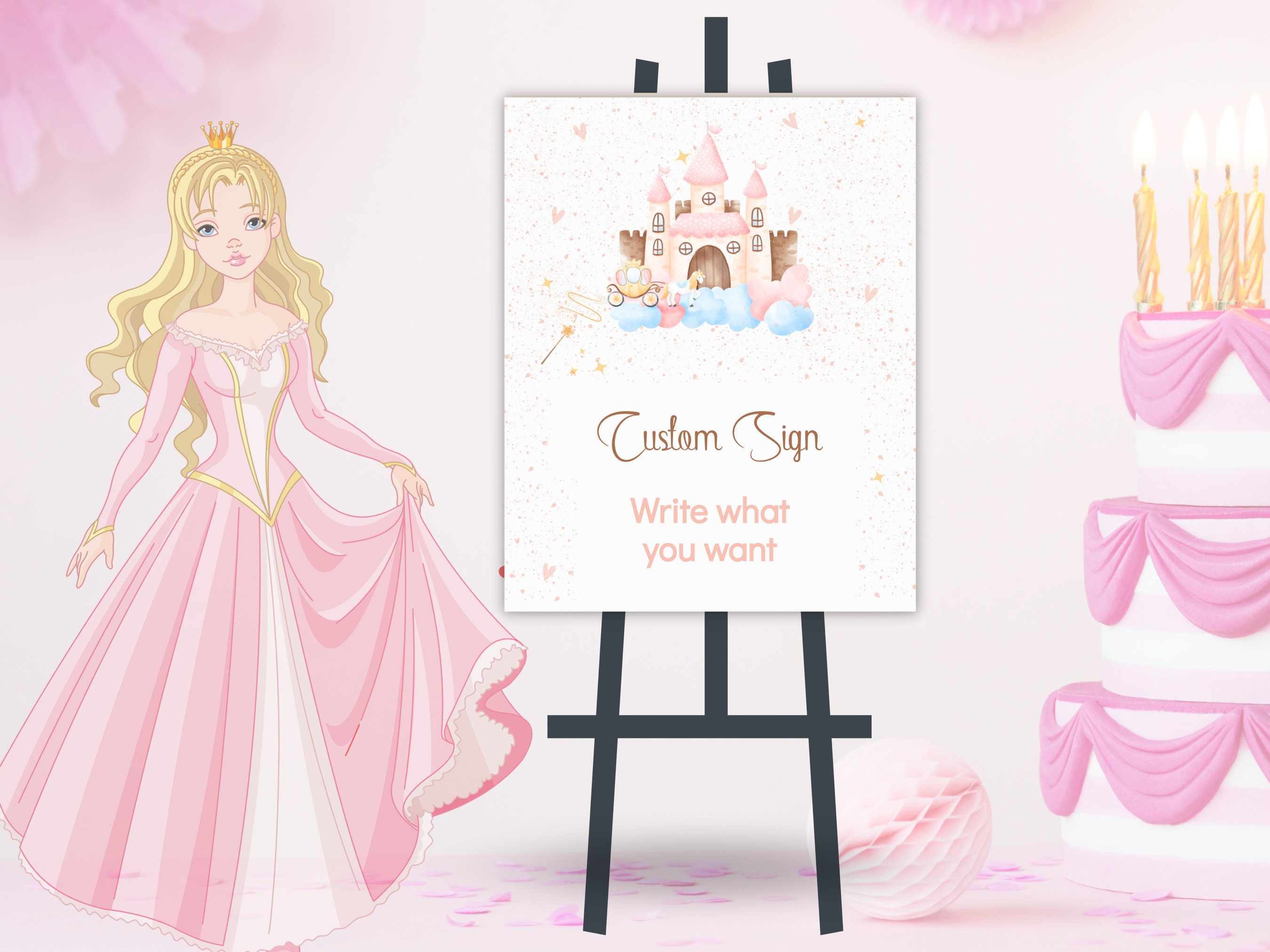 Princess Custom Signs Princess Custom Sign, Princess Birthday Invitation, Princess Party ...