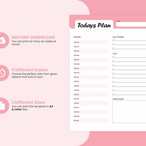 Printable A4 day planner 2022, todays plan templat, PDF Work Plans Tracker, Adhd Planning Journal, productivity sheet, Letter priority planner, Organizer Priorities, Worksheet Pad, Hourly Organizer, Todays schedule, Undated Simple Diary, Day Work