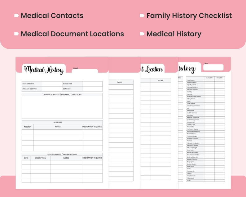 Printable Family Home Binder, A4 Health Care Planner, Family Emergency ...