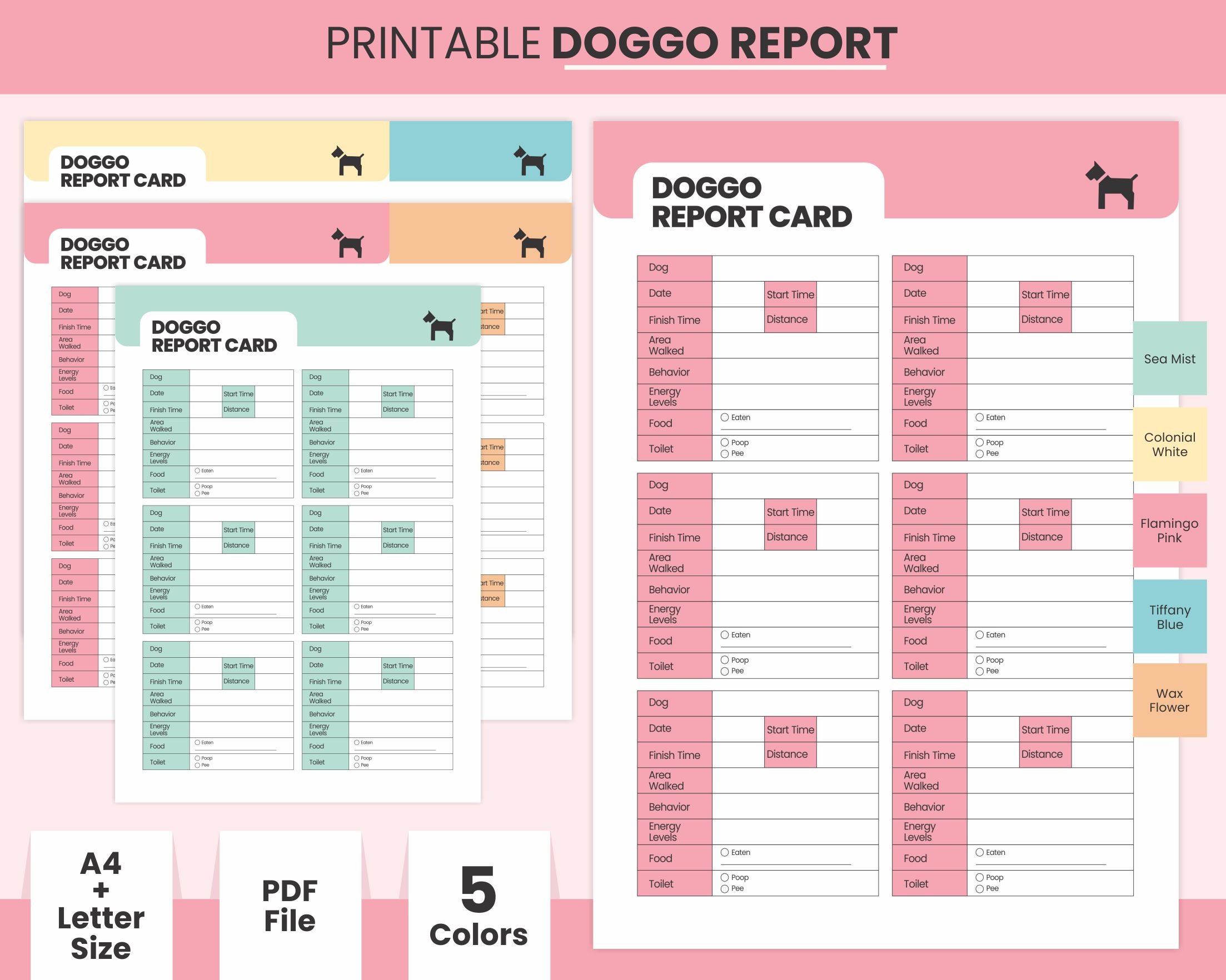 Printable Dog Report Card PDF Template Daily Doggie Daycare Etsy