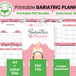 Printable Bariatric Planner, Gastric Sleeve Tracker, Bariatric Surgery Worksheets, VSG Planner, A4 and Letter Size Bariatric Surgery Journal