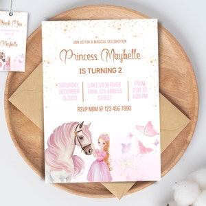 Invitación de princesa, invitación de cumpleaños de princesa, fiesta de princesa, invitación de princesa, fiesta de cumpleaños, cumpleaños de niña, descarga instantánea, editable