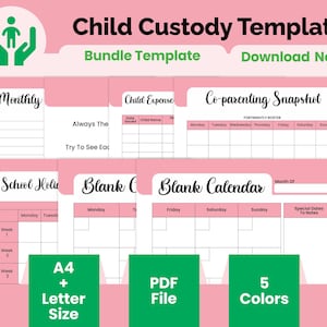Printable Custody Court Preparation Tracker, Single Parent Child Custody Planner, Custody Divorce Preparation Journal Visitation Binder