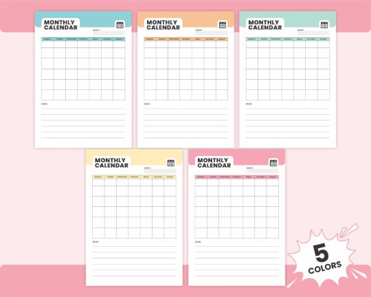 Printable Blank Calendar Page Template Digital Minimalist Downloadable ...