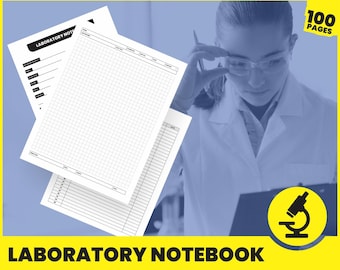 Caderno de laboratório 100 páginas digital goodnote ciência presente livro de laboratório química notas de laboratório imprimível modelo de índice de caderno de laboratório