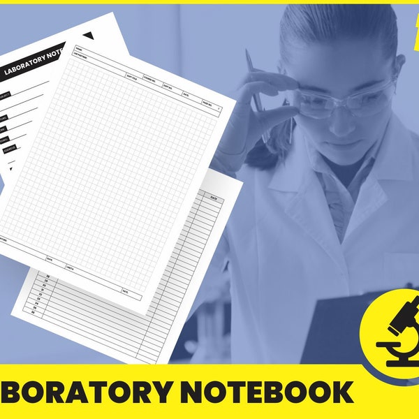 Cahier de laboratoire 100 Pages Digital GoodNote Science Gift Lab Book Notes de laboratoire de chimie Cahier de laboratoire imprimable Modèle de table des matières
