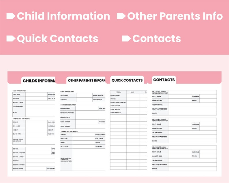 Printable Single Parent Child Custody Planner, Co-parenting Digital ...