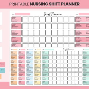 Printable Nursing Shift Planner Digital Registered Student Nurse Daily Nursing Report Sheet Nursing School Study Notes, Pharmacology Nursing