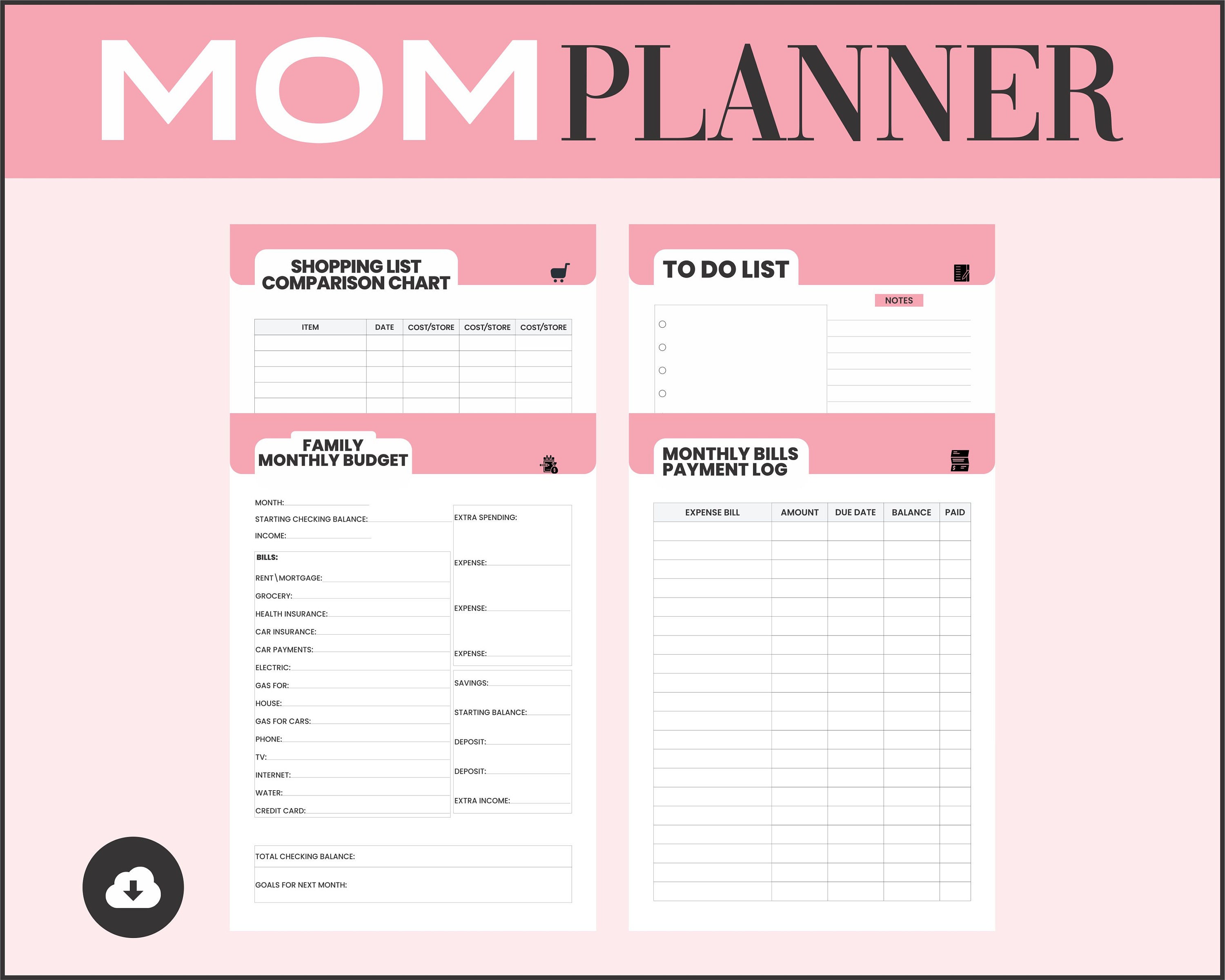 Printable Ultimate Busy Mom Planner Daily Household Planner 2022 House ...