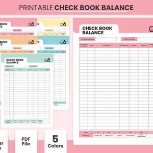 Printable Daily Check Book Balance Sheet Income & Expense Log Page A4 and Letter Size Bank Account Check Book Transaction Register Sheets