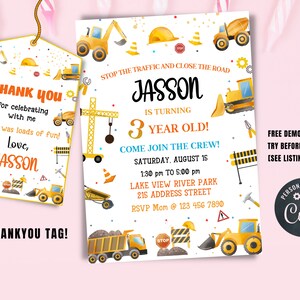 Construction Birthday Party Invitation Template, Construction Birthday Party,  Editable Construction Invitation, Dump Truck Birthday, Corjl