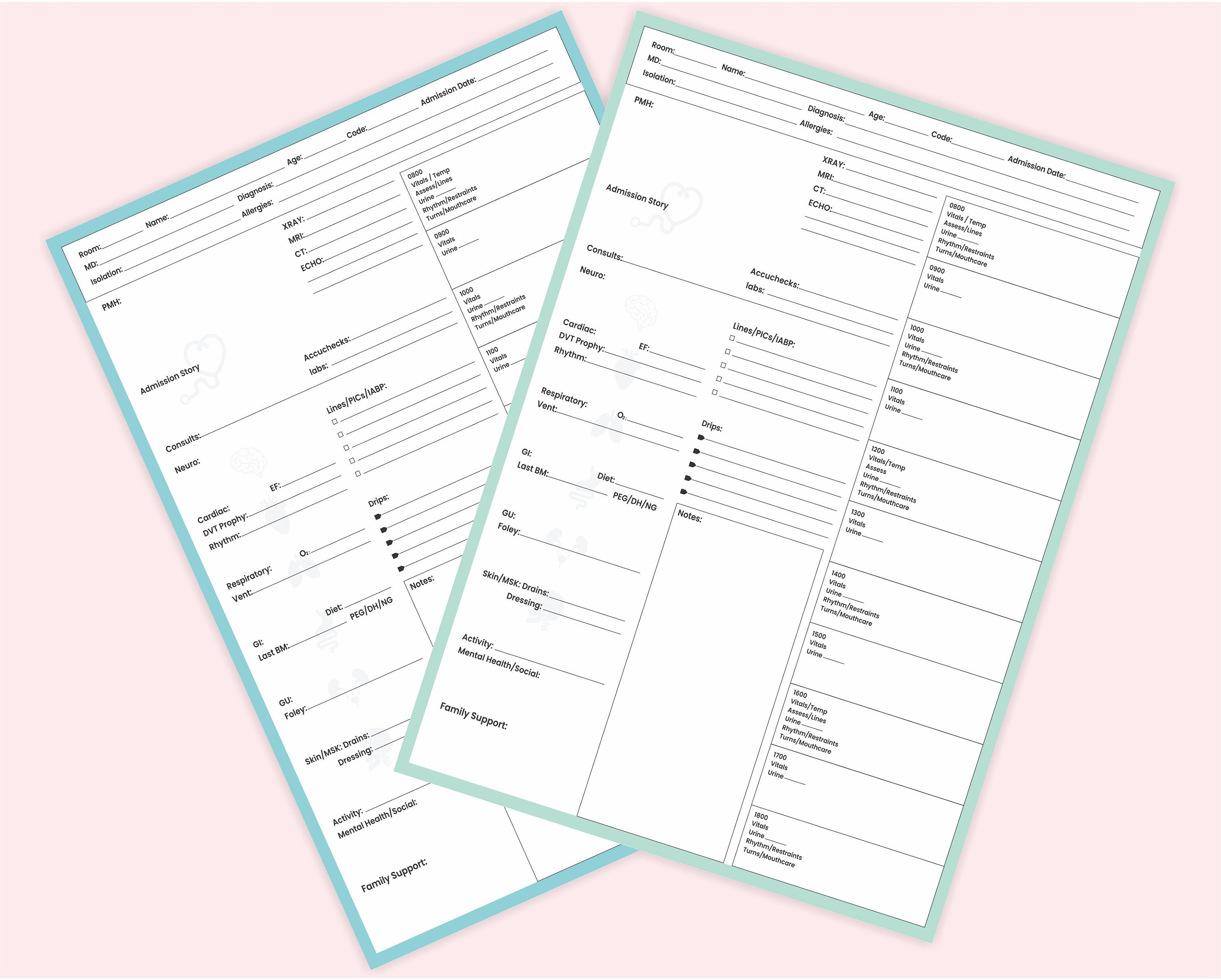 Printable Cardiac Nurse Report Sheet, ICU Nursing Patient Report