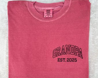 Comfort Colors Custom Embroidered Grandpa Shirt: Grandpa Gift