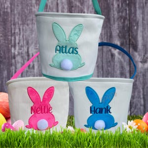 Personalized Easter Basket, Embroidered Name Easter Baskets, Kids Easter Gift,Bunny Basket for Kids, Easter Bags for Boys Girls Easter Gifts