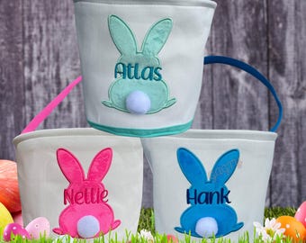 Personalized Easter Basket, Embroidered Name Easter Baskets, Kids Easter Gift,Bunny Basket for Kids, Easter Bags for Boys Girls Easter Gifts