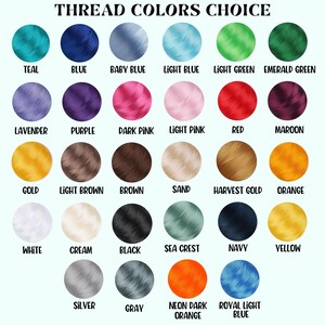a collection of 24 different thread colors, each with a unique color and description, arranged in a grid format.
