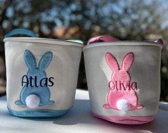 Personalized Easter Basket, Embroidered Name Easter Basket, Kids Easter Gift,Bunny Basket for Kids, Easter Egg Hunt, Boys Girls Easter Gifts