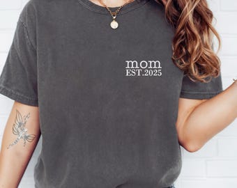 Comfort Colors Embroidered Mom Shirt: Soft Ring-Spun Cotton Tee