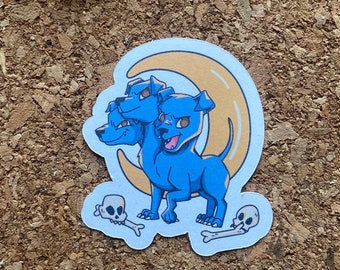 Pegatina de Cerbero de tres cabezas: Sabueso del infierno de la mitología griega - Acabado mate