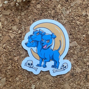 Kleiner dreiköpfiger Cerberus-Aufkleber Cerberus-Aufkleber Griechischer Aufkleber Mythologie-Aufkleber Höllenhund-Aufkleber - matte Oberfläche