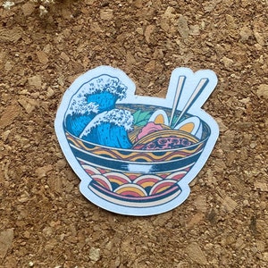 Ramen-Nudel-Aufkleber Große Welle von Kanagawa-Aufkleber Unter der Welle von Kanagawa-Aufkleber Japanische Kunst Aufkleber - Mattes Finish