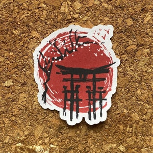 Enso Aufkleber, Enso Kreis Aufkleber, japanischer Torii Aufkleber, japanischer Bogen Aufkleber, Kirschblüte Aufkleber, Kalligraphie Aufkleber - Mattes Finish