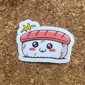 Süßer Sushi Aufkleber Nigiri Aufkleber Lachs Sushi Aufkleber Manga Stil Aufkleber Sushi Liebhaber Aufkleber - Mattes Finish