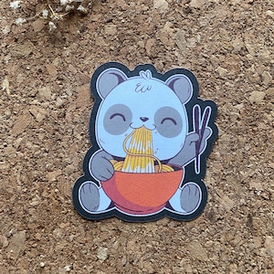 Sticker schattige panda eten ramen noedels sticker ramen sticker panda sticker ramen noedels sticker kawaii panda sticker - matte afwerking