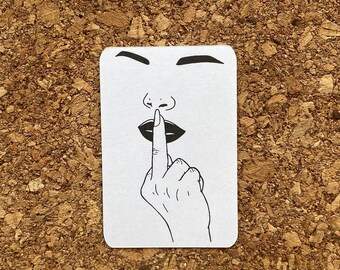Middle Finger Silhouette Sticker: One Line Art, Red Lips